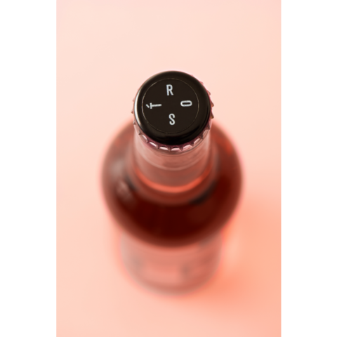 Steirisch-schenken ROST Rose-Wein/Apfel als Werbegeschenk in der 330ml Flasche von oben